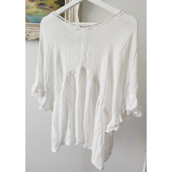 BERSHKA boho white lace loose cotton top - Picture 6 of 6